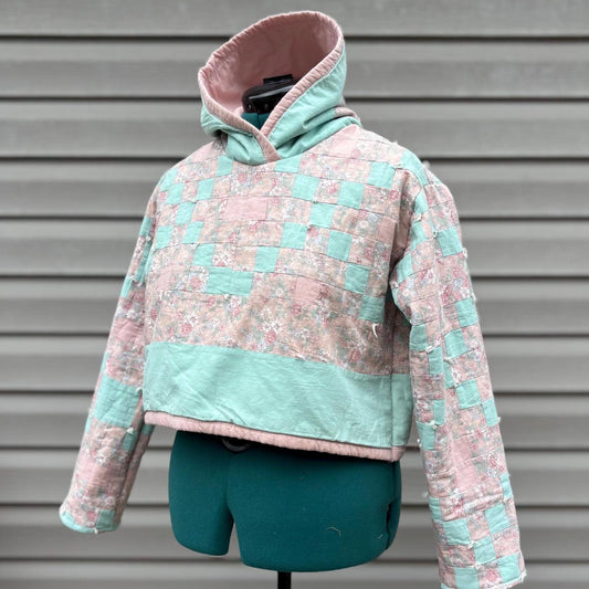 The Crush Cropped Hoodie in Strawberry Mint - Small