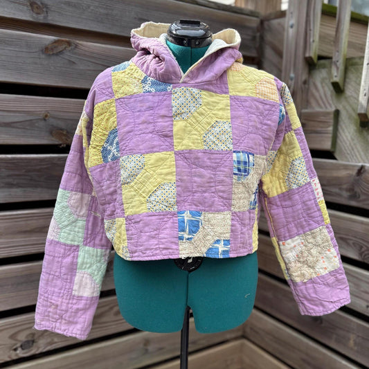 The Crush Cropped Hoodie in Lavender Sunshine Bows - Small